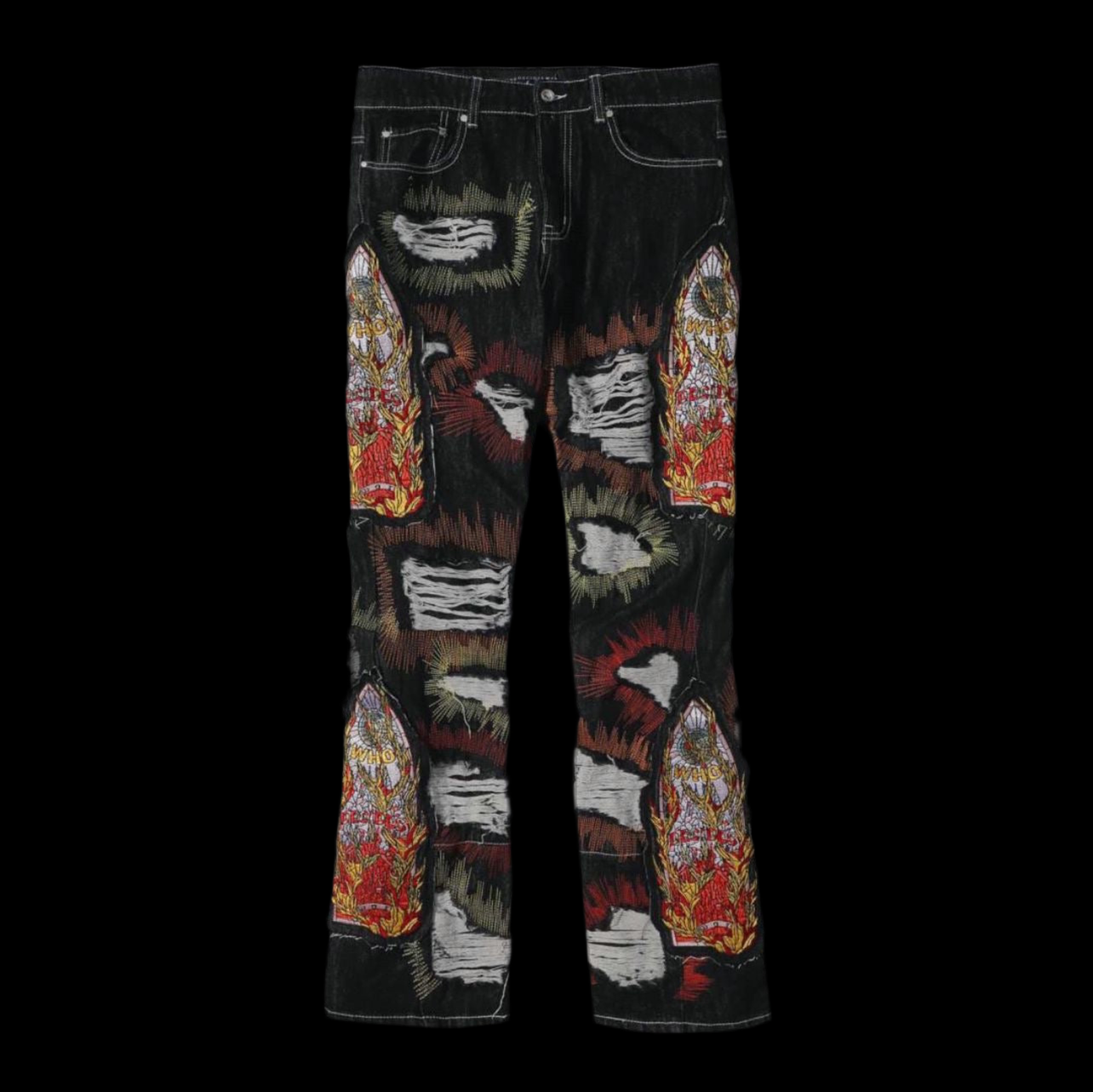 Who Decides War All Over Embroidery Denim Pant