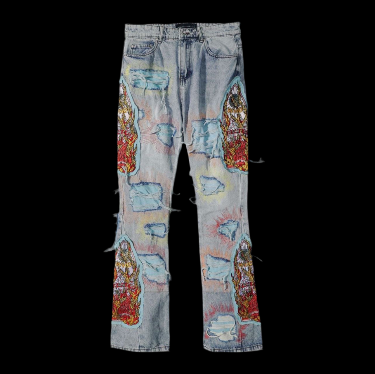 Who Decides War All Over Embroidery Denim Pant