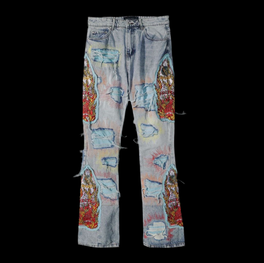 Who Decides War All Over Embroidery Denim Pant