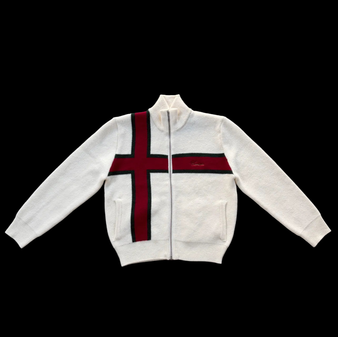 Crtz lux knit zip up-white